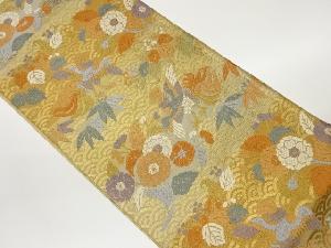 唐織　鳳凰に花・青海波模様織り出し袋帯